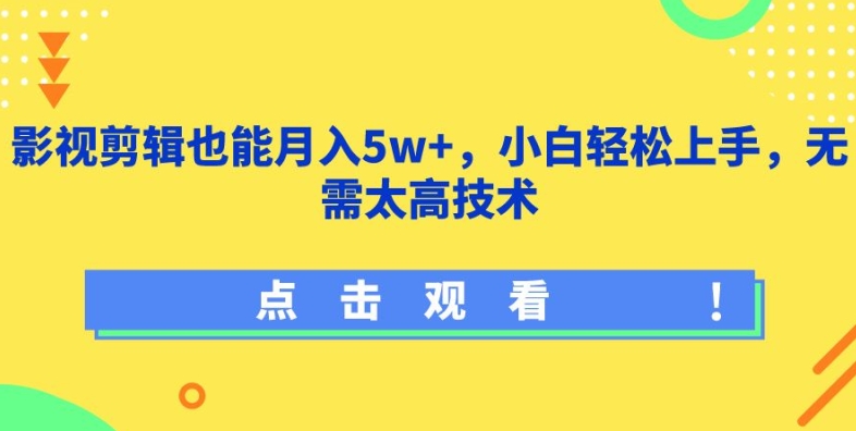 影视剪辑也能月入5w+，小白轻松上手，无需太高技术【揭秘】-婷好网络资源库