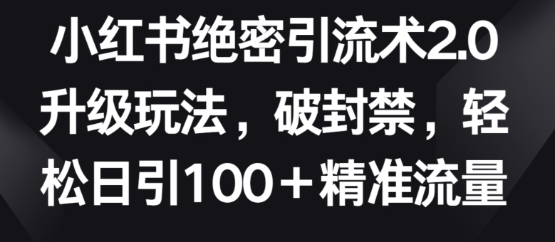 小红书绝密引流术2.0升级玩法，破封禁，轻松日引100+精准流量【揭秘】-婷好网络资源库