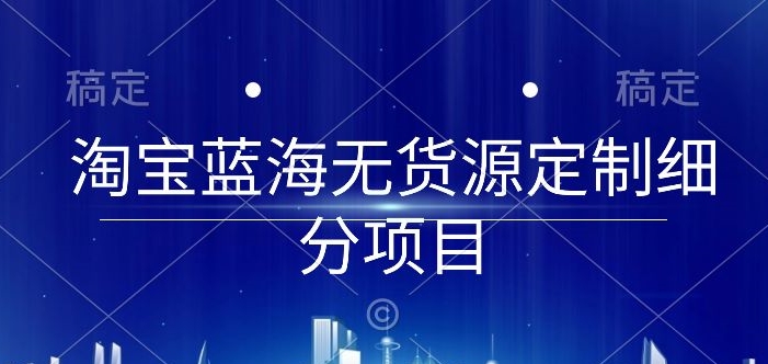 淘宝蓝海无货源定制细分项目，从0到起店实操全流程【揭秘】-婷好网络资源库