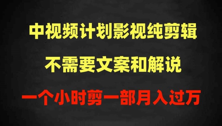 中视频计划影视纯剪辑，不需要文案和解说，一个小时剪一部，100%过原创月入过万【揭秘】-婷好网络资源库