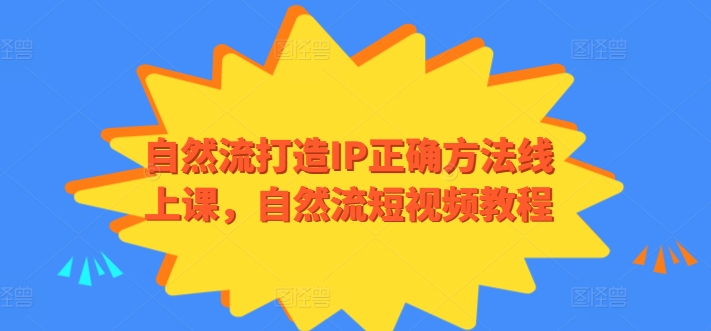 自然流打造IP正确方法线上课，自然流短视频教程-婷好网络资源库