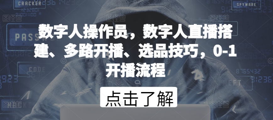 数字人操作员，数字人直播搭建、多路开播、选品技巧，0-1开播流程-婷好网络资源库