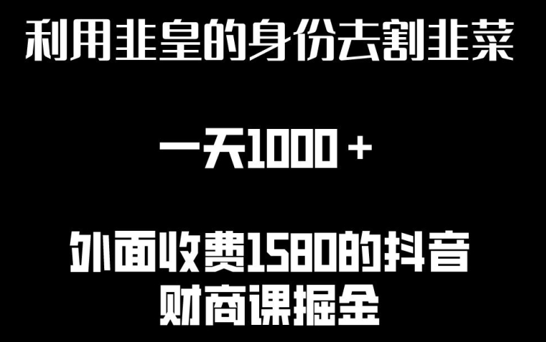 利用非皇的身份去割韭菜，一天1000+(附详细资源)【揭秘】-婷好网络资源库