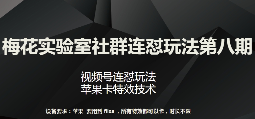 梅花实验室社群连怼玩法第八期，视频号连怼玩法 苹果卡特效技术【揭秘】-婷好网络资源库