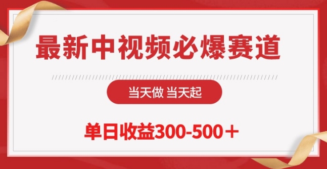 最新中视频必爆赛道，当天做当天起，单日收益300-500+【揭秘】-婷好网络资源库