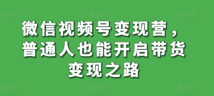 微信视频号变现营，普通人也能开启带货变现之路-婷好网络资源库