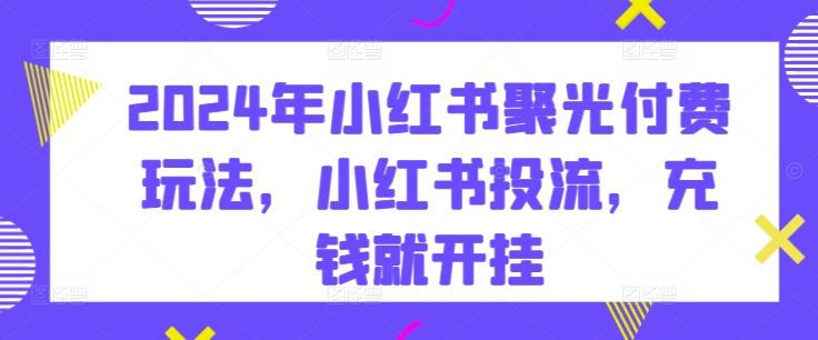 2024年小红书聚光付费玩法，小红书投流，充钱就开挂-婷好网络资源库