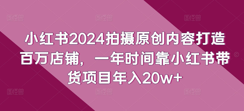 小红书2024拍摄原创内容打造百万店铺，一年时间靠小红书带货项目年入20w+-婷好网络资源库