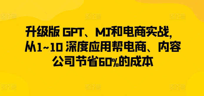 升级版 GPT、MJ和电商实战，从1~10 深度应用帮电商、内容公司节省60%的成本-婷好网络资源库