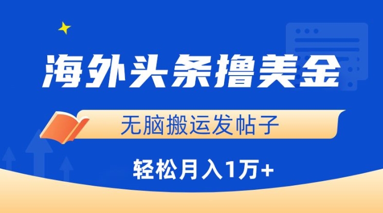 海外头条撸美金，无脑搬运发帖子，月入1万+，小白轻松掌握【揭秘】-婷好网络资源库
