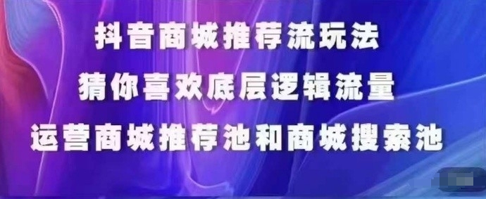 抖音商城运营课程，猜你喜欢入池商城搜索商城推荐人群标签覆盖-婷好网络资源库