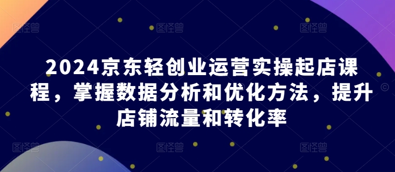 2024京东轻创业运营实操起店课程，掌握数据分析和优化方法，提升店铺流量和转化率-婷好网络资源库