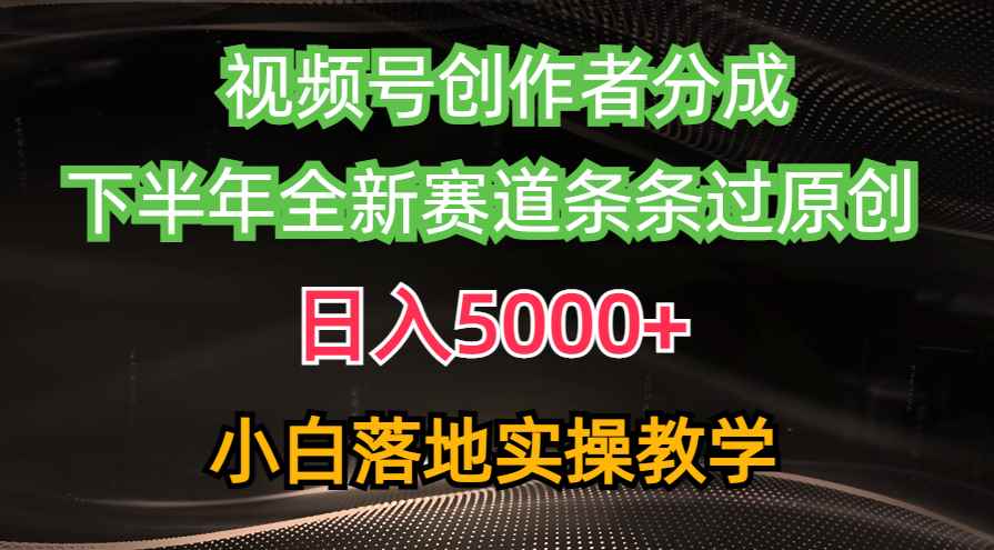 （10294期）视频号创作者分成最新玩法，日入5000+  下半年全新赛道条条过原创，小…