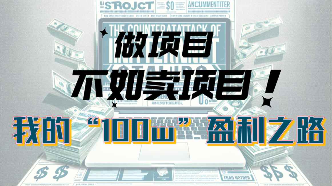 图片[1]-（10930期）为什么做项目不如卖项目？我的100W+盈利之路