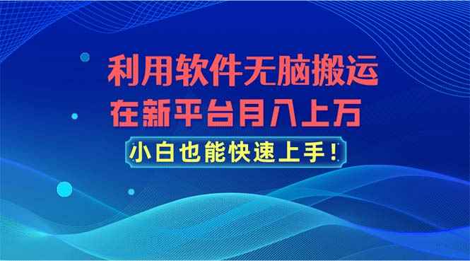 （11078期）利用软件无脑搬运，在新平台月入上万，小白也能快速上手