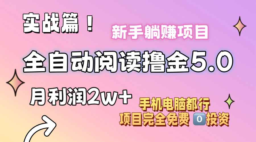 （11578期）小说全自动阅读撸金5.0 操作简单 可批量操作 零门槛！小白无脑上手月入2w+