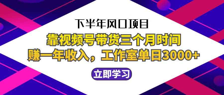 图片[1]-（12849期）下半年风口项目，靠视频号带货三个月时间赚一年收入，工作室实测单日3…