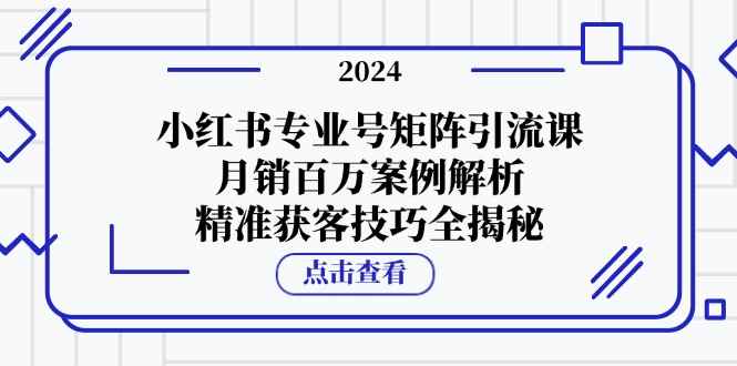 （12943期）小红书专业号矩阵引流课，月销百万案例解析，精准获客技巧全揭秘