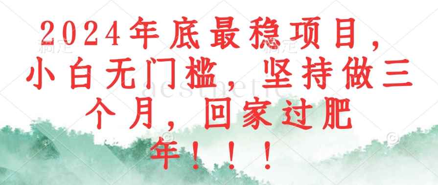 图片[1]-（12970期）2024年底最稳项目，小白无门槛，坚持做三个月，回家过肥年！！！