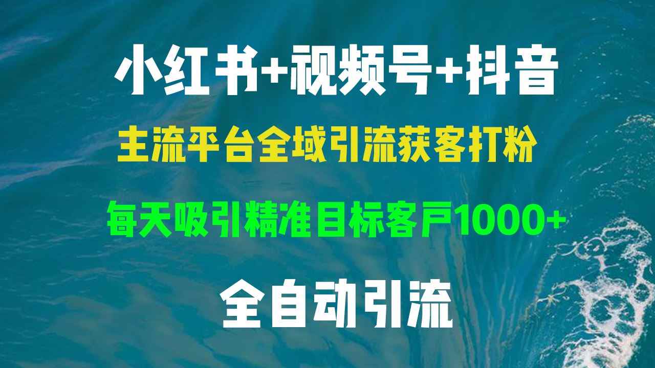 图片[1]-（13104期）小红书，视频号，抖音主流平台全域引流获客打粉，每天吸引精准目标客户…