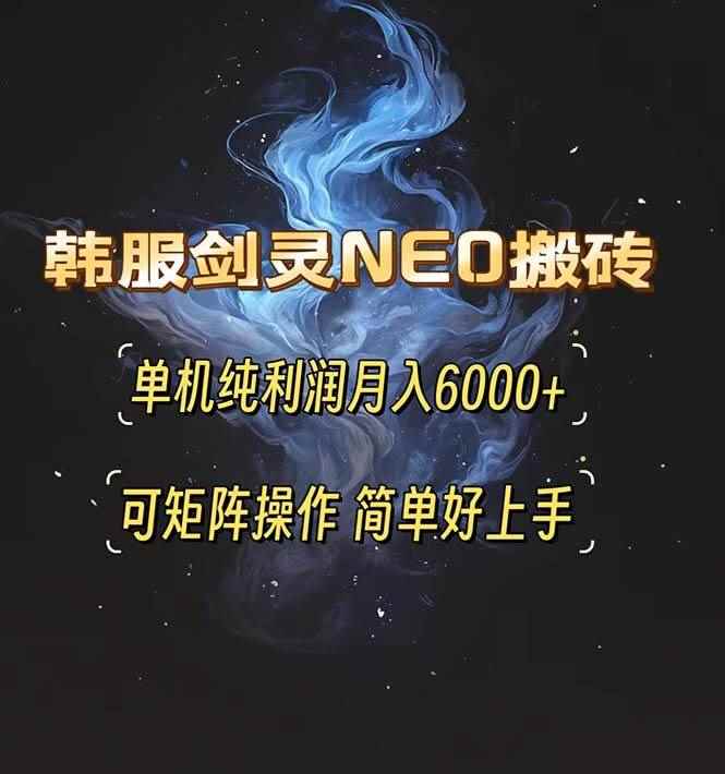 （13435期）韩服剑灵NEO搬砖攻略，单机纯利润月入6000+ 可矩阵操作，简单好上手。