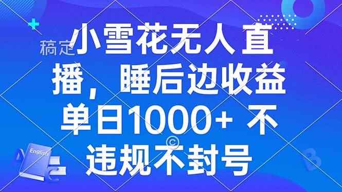 （13491期）小雪花无人直播 睡后收益单日1000+ 零粉丝新号开播 不违规 看完就会