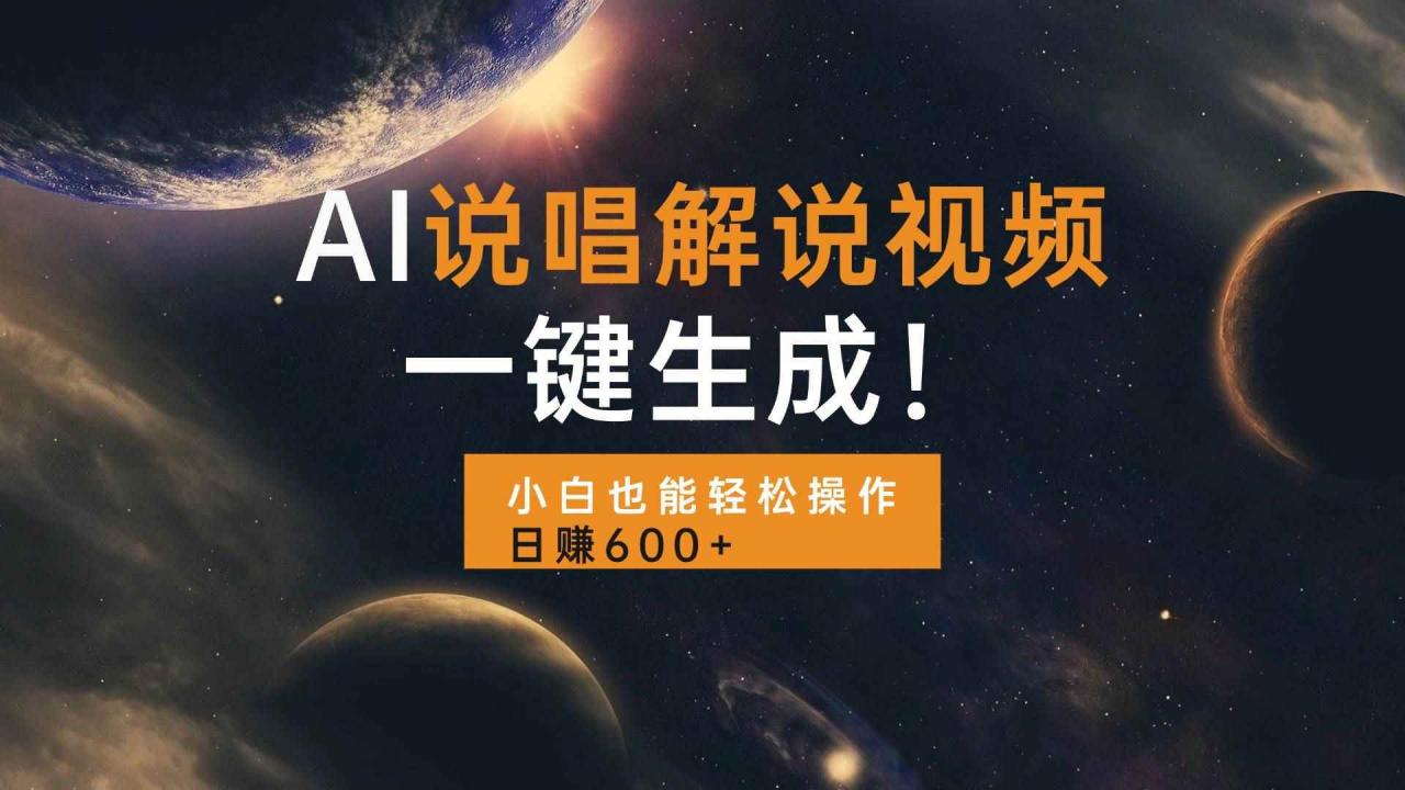 （13618期）AI说唱解说视频，一键生成，小白也能轻松操作日赚600+