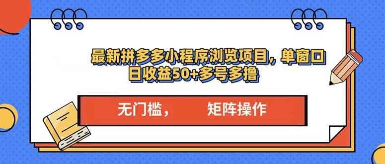 图片[1]-（13760期）最新拼多多小程序变现项目，单窗口日收益50+多号操作