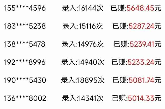（14540期）信息录入，几秒一单，只需一部手机，小白轻松上手，日入500＋