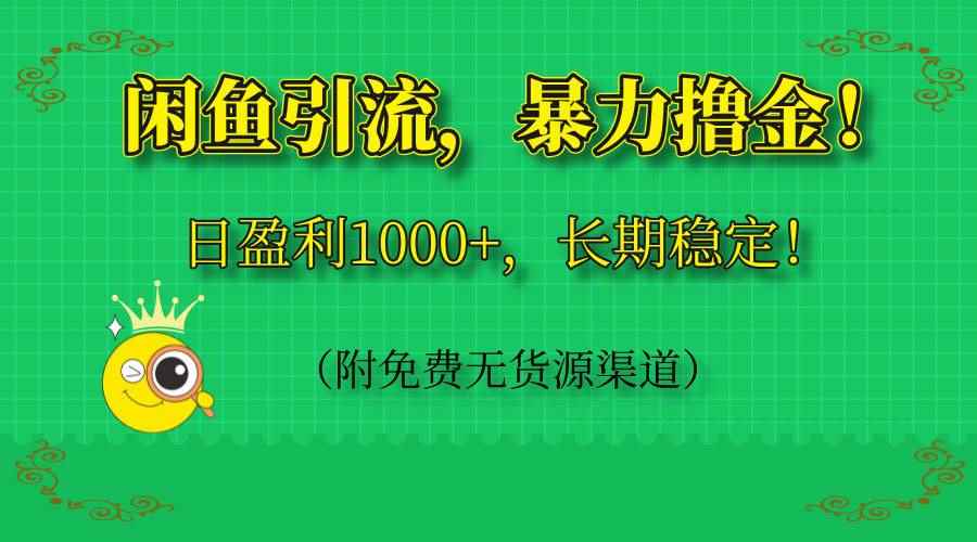 （14647期）闲鱼引流，暴力撸金，日盈利1000+，长期稳定！（附免费无货源渠道）